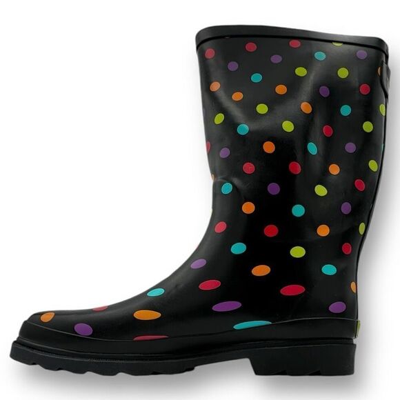 NWOT Western Chief Womens Dot City Tall Rain Boots Black Size 10 - Picture 2 of 13